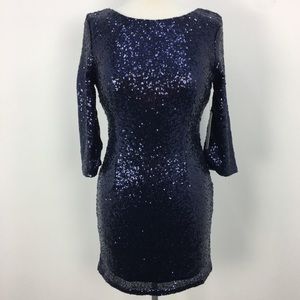 Lulu's Dark Blue Sequined Bodycon Dress